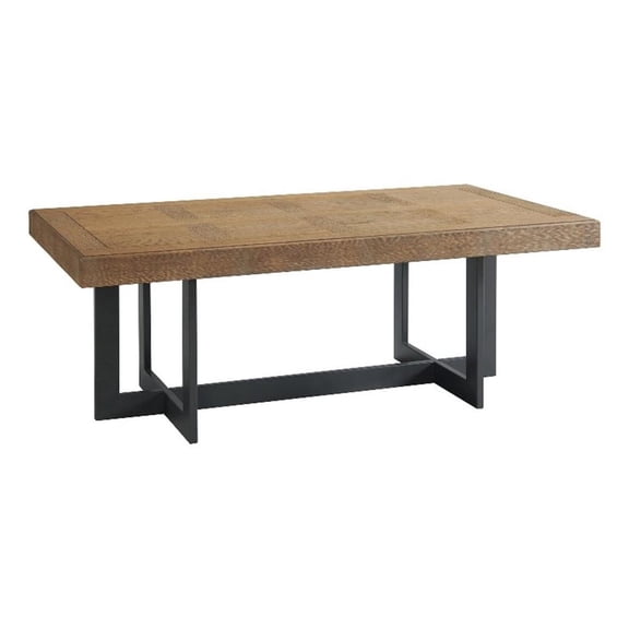 Pemberly Row 52" Modern Wood and Metal Coffee Table in Brown