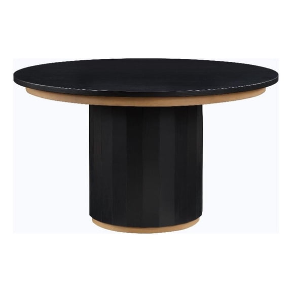 Pemberly Row 52" Round Dining Table in Black with Gold Accent