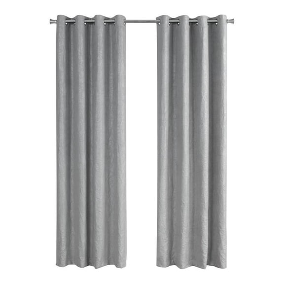Pemberly Row 52"W x 95"H Room Darkening Micro Suede Curtain Set of 2 in Silver
