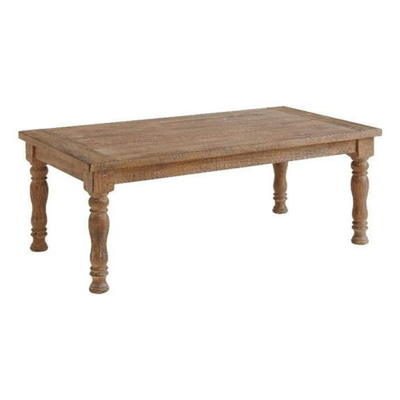 Pemberly Row 52x28" Solid Pine Wood Turned Leg Coffee Table - Brown