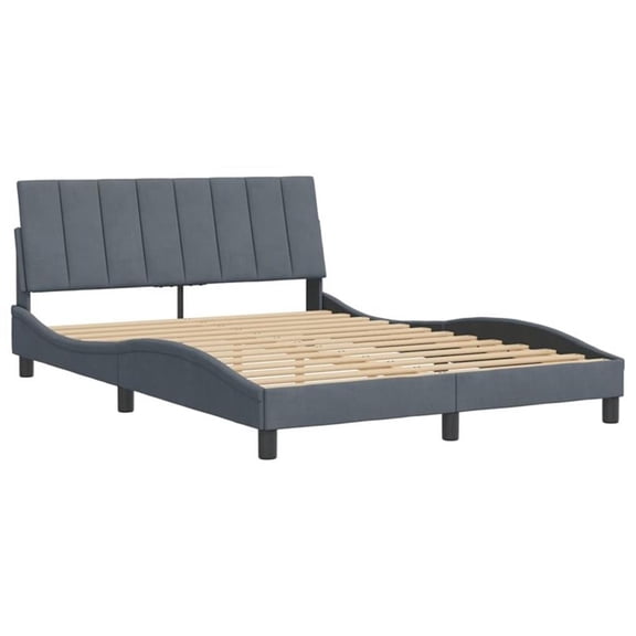 Pemberly Row 53.9"x74.8" Bed Frame without Mattress in Dark Gray Velvet