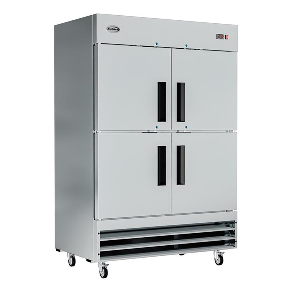 Pemberly Row 54" Commercial Stainless Steel Half Door Reach-In Freezer in Silver