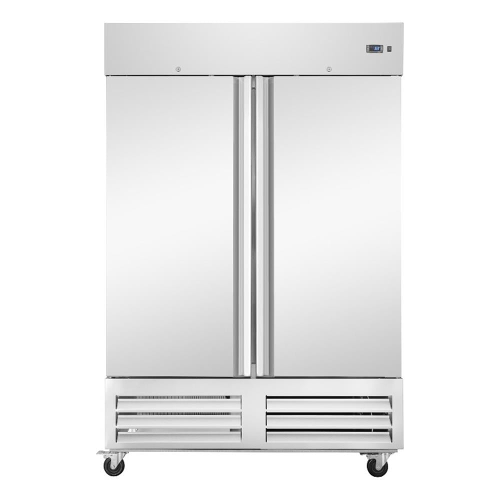 Pemberly Row 54" Commercial Two-Door Convertible Reach in Refrigerator in Silver