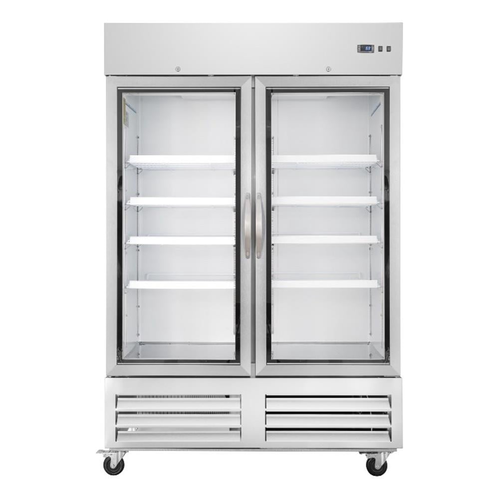 Pemberly Row 54" Commercial Two Glass Door Convertible Reach-In Refrigerator