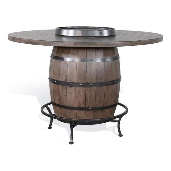 Pemberly Row 54" Counter Height Pub Table with Wine Barrel Base & Lazy Susan