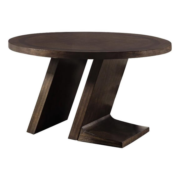 Pemberly Row 54 Inch Round Dining Table with Pedestal Legs in Espresso Brown