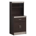 thumbnail image 1 of Pemberly Row 54" Open Shelves 2-Door 1-Drawer Kitchen Cabinet in Chocolate Wood, 1 of 4