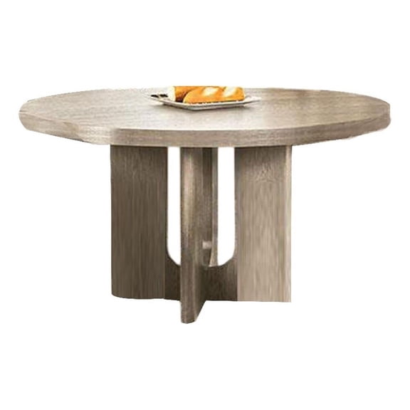 Pemberly Row 54" Round Dining Table with Pedestal Base in White Wash Solid Wood