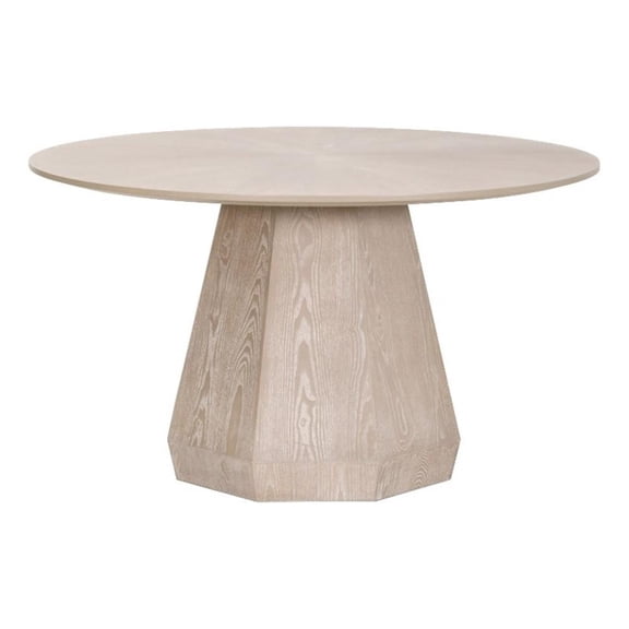 Pemberly Row 54" Round Pedestal Wood Dining Table in Gray Ash