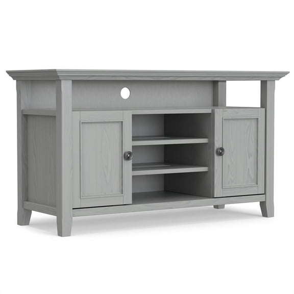 Pemberly Row 54" Solid Wood TV Stand in Fog Gray for TVs up to 60"