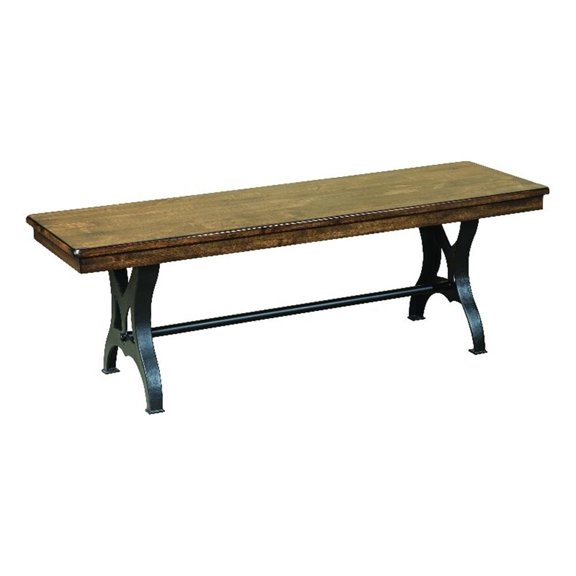 Pemberly Row 54" Traditional Solid Birch Wood Backless Bench in Copper