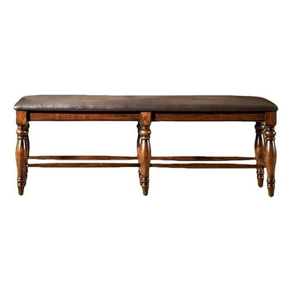 Pemberly Row 54" Traditional Solid Mango Wood Backless Bench in Brown