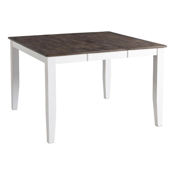 Pemberly Row 54" Transitional Wood Gathering Table in Gray and White