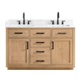 thumbnail image 1 of Pemberly Row 54" Wood Vanity in Light Brown White Engineered Stone Top no Mirror, 1 of 13