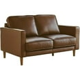 thumbnail image 1 of Pemberly Row 55" Contemporary Top-Grain Leather Loveseat in Chestnut, 1 of 5