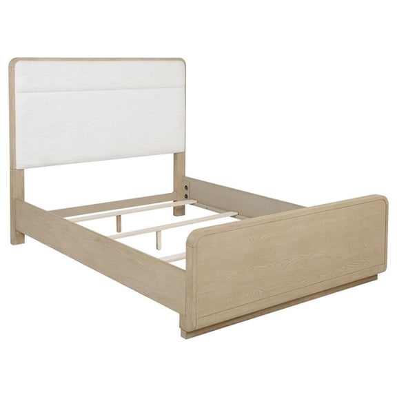 Pemberly Row 56-Inch Eastern King Boucle Panel Bed in Light Elm