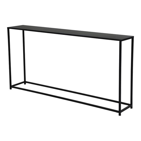 Pemberly Row 56" Rectangular Modern Metal Console Table in Black