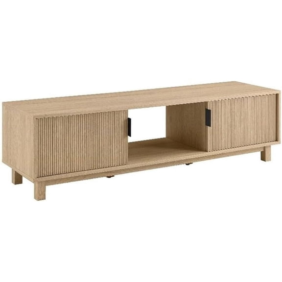 Pemberly Row 58" 2-Door Wood TV Stand with Reeded Fronts - Oak