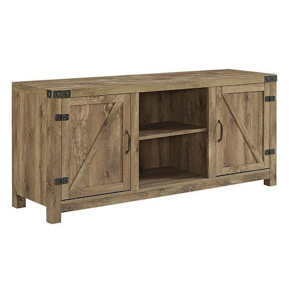 Pemberly Row 58" Barn Door TV Stand in Barnwood