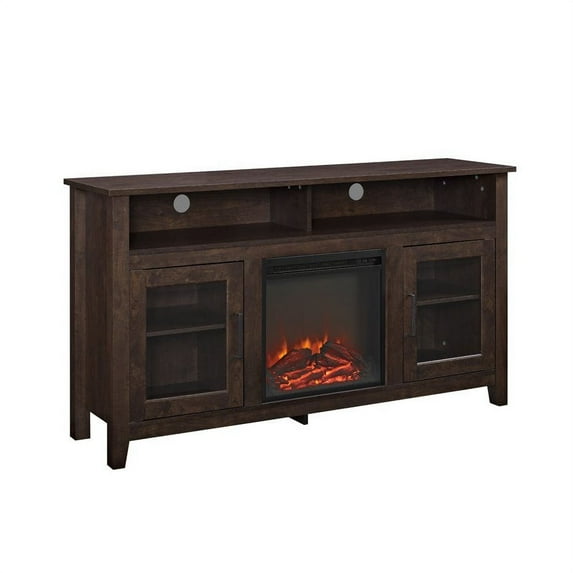 Pemberly Row 58" Fireplace TV Stand Console in Brown