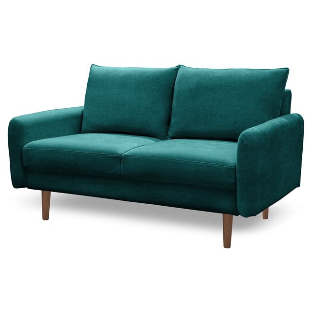 Pemberly Row 58" Round Arm Fabric Standard Loveseat in Teal Blue