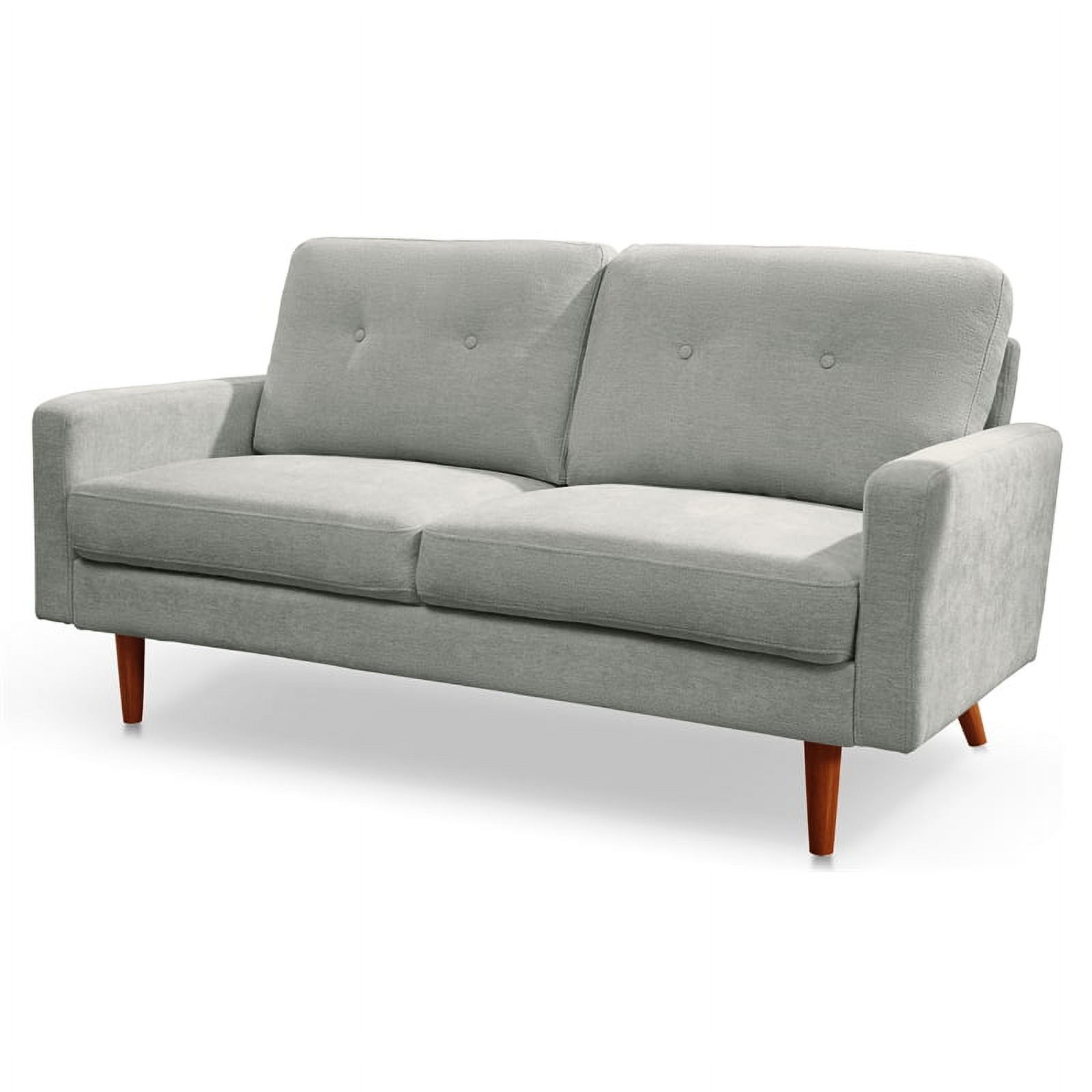 Pemberly Row 58" Square Arm Modern Fabric/Wood Loveseat in Light Gray ...