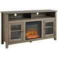 thumbnail image 1 of Pemberly Row 58" Transitional Fireplace Glass Wood TV Stand in Gray Wash, 1 of 5