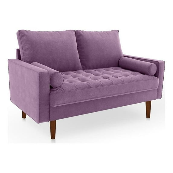 Pemberly Row 58" Upholstered Modern Velvet Loveseat in Purple