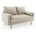 thumbnail image 1 of Pemberly Row 58" Upholstered Velvet & Metal Loveseat in Ivory, 1 of 11