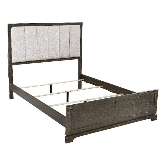 Pemberly Row 59-Inch Queen Boucle Panel Bed in Dark Cocoa Finish