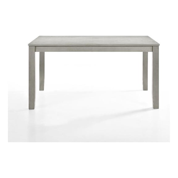 Pemberly Row 59 Inch Rectangular Rubberwood Dining Table with Block Legs in Gray
