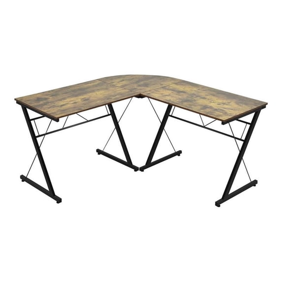 Pemberly Row 59'' L-Shaped Contemporary MDF and Iron Computer Desk in ...
