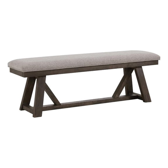 Pemberly Row 59" Transitional Oak Veneer Wood Backless Bench in Brown