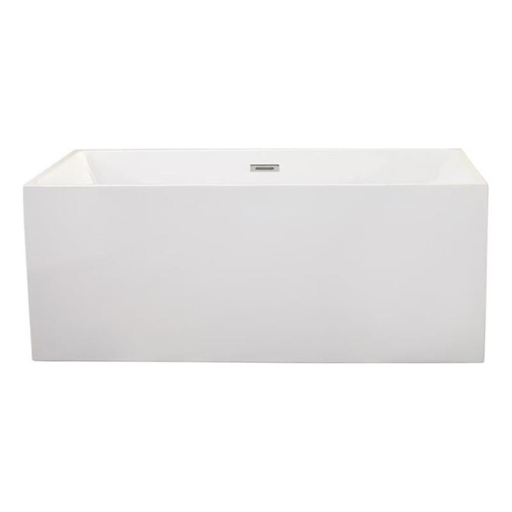 Pemberly Row 59" x 30" Freestanding Soaking Acrylic Bathtub in White
