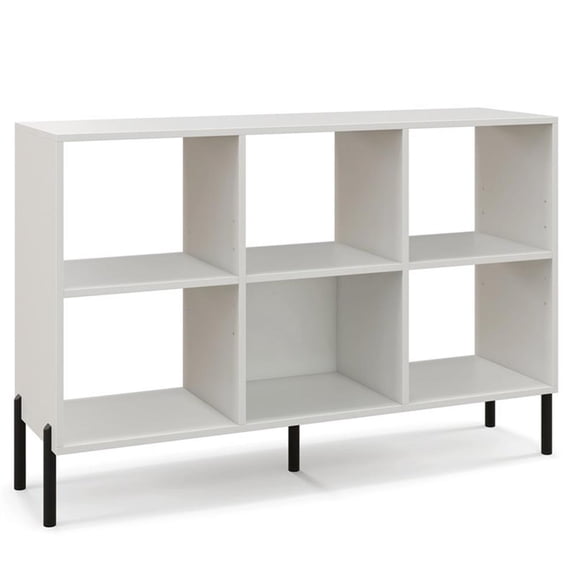 Pemberly Row 6 Cube Storage Shelf Organizer Bookcase Square Cubby Cabinet White