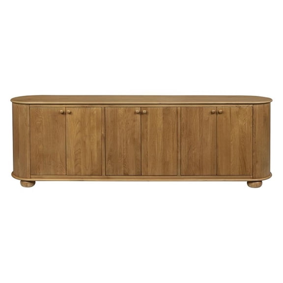 Pemberly Row 6-Door Solid Oak Wood Sideboard in Natural Finish