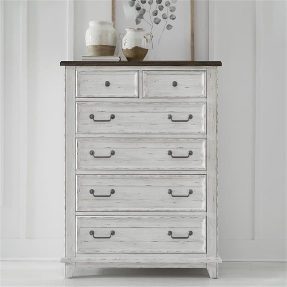 Pemberly Row 6 Drawer Chest with Cedar Lined Drawers in Riverstone White