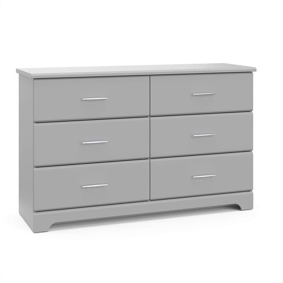 Pemberly Row 6-Drawer Engineered Wood Double Dresser in Pebble Gray