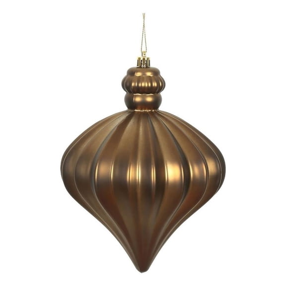 Pemberly Row 6" Onion Drop Christmas Ornaments in Matte Mocha Brown (Set of 4)