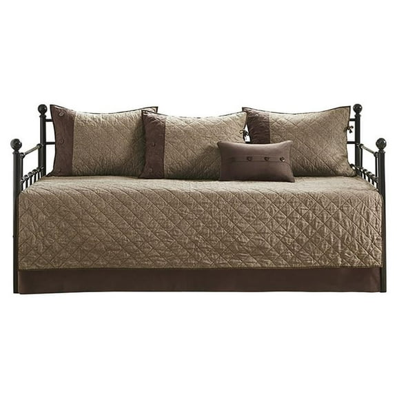 Pemberly Row 6-Piece 100 Percent Polyester Day Bed Cover in Brown