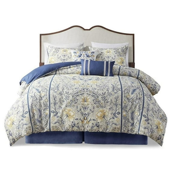 Pemberly Row 6-Piece Cotton Comforter Set w/ Decorative Pillows in Blue