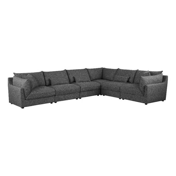 Pemberly Row 6-Piece Fabric Upholstered Modular Sectional Black