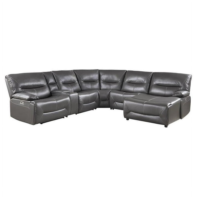 Pemberly Row 6 Piece Power Reclining Sectional Set in Gray