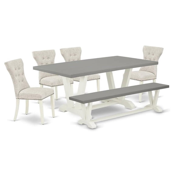 Pemberly Row 6-Piece Wood Kitchen Set in Linen White and Doeskin