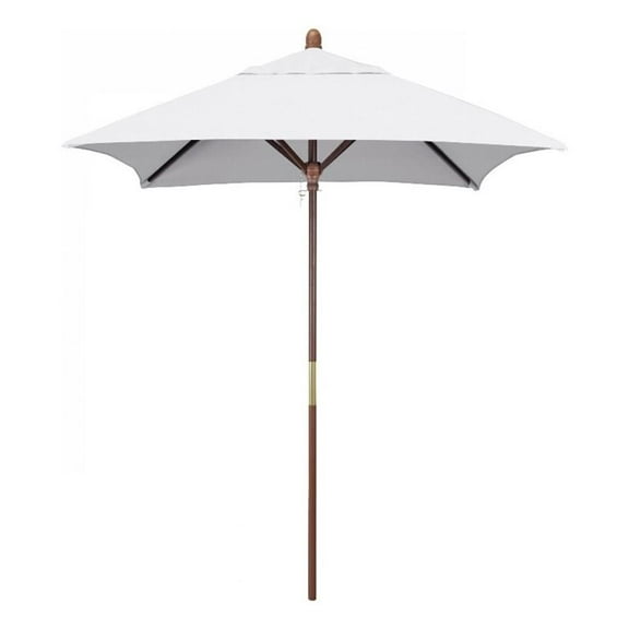Pemberly Row 6' Push Lift Wood Pole Patio Umbrella - Performance Fabric Natural