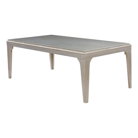 Pemberly Row 6 Seater Dining Table with Mirror Inserts & Tapered Legs in Silver