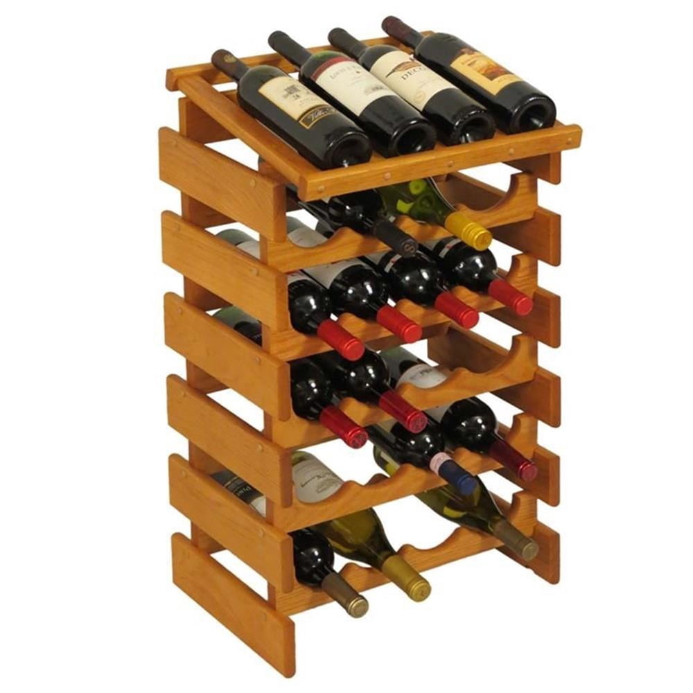 Pemberly Row 6 Tier 24 Bottle Display Wine Rack in Medium Oak - Walmart.com