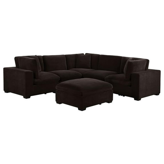 Pemberly Row 6-piece Fabric Modular Sectional Sofa Dark Chocolate