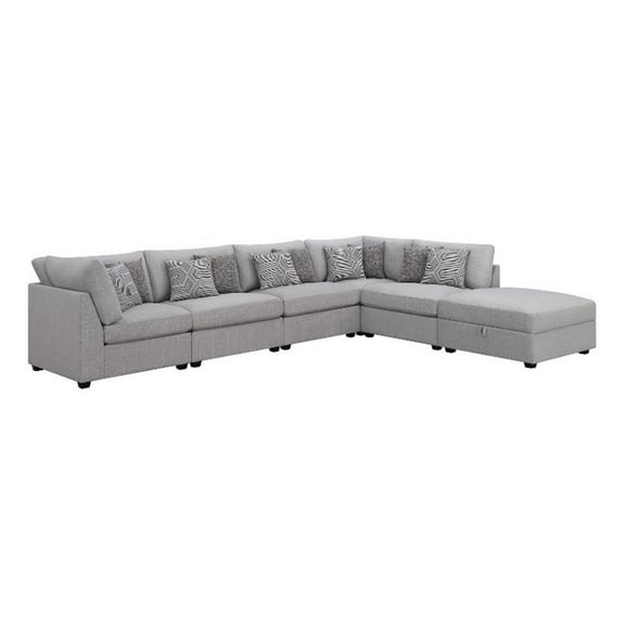 Pemberly Row 6-piece Fabric Upholstered Modular Sectional Gray