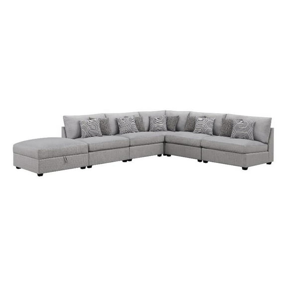 Pemberly Row 6-piece Fabric Upholstered Modular Sectional Gray